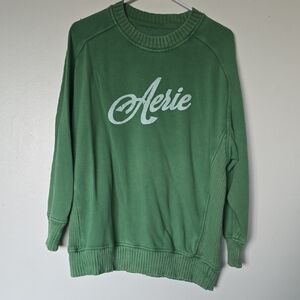 Aerie "Down To Earth" Green Crew Neck Sweater